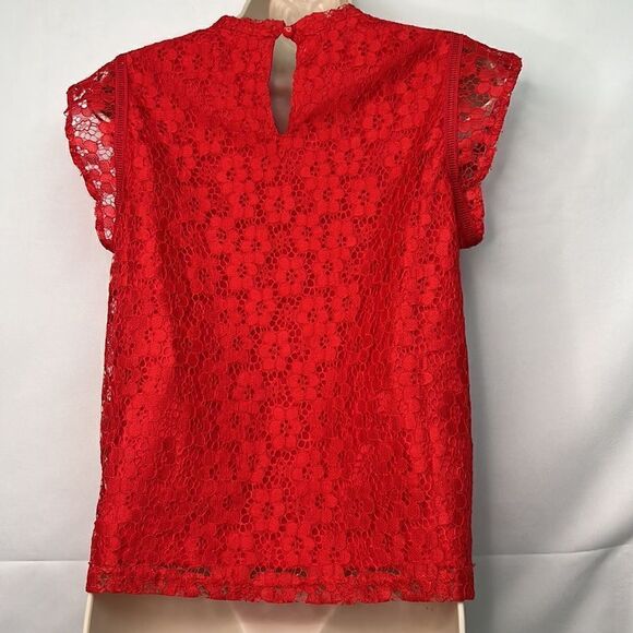 Nanette Lepore Candy Apple red lace sleeveless top NWT size small - Picture 6 of 10